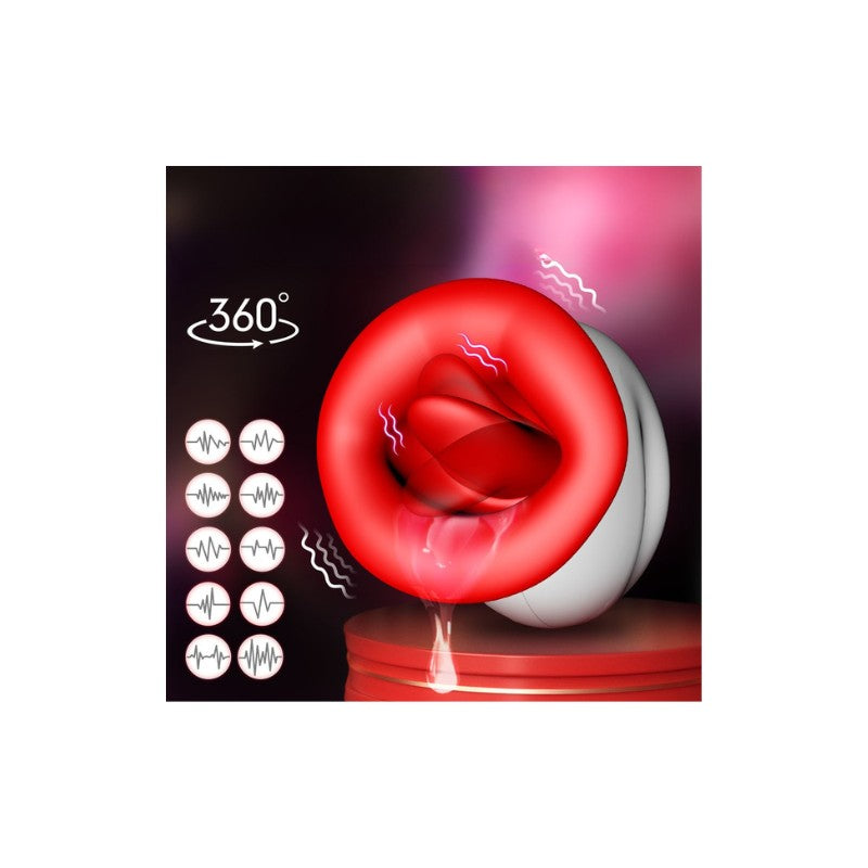Pleasure Place 4-in-1 Massager, Sex Toy mit 10 Modi, Saugen, Vibration, Zungenbewegung, Vibration, Mundform