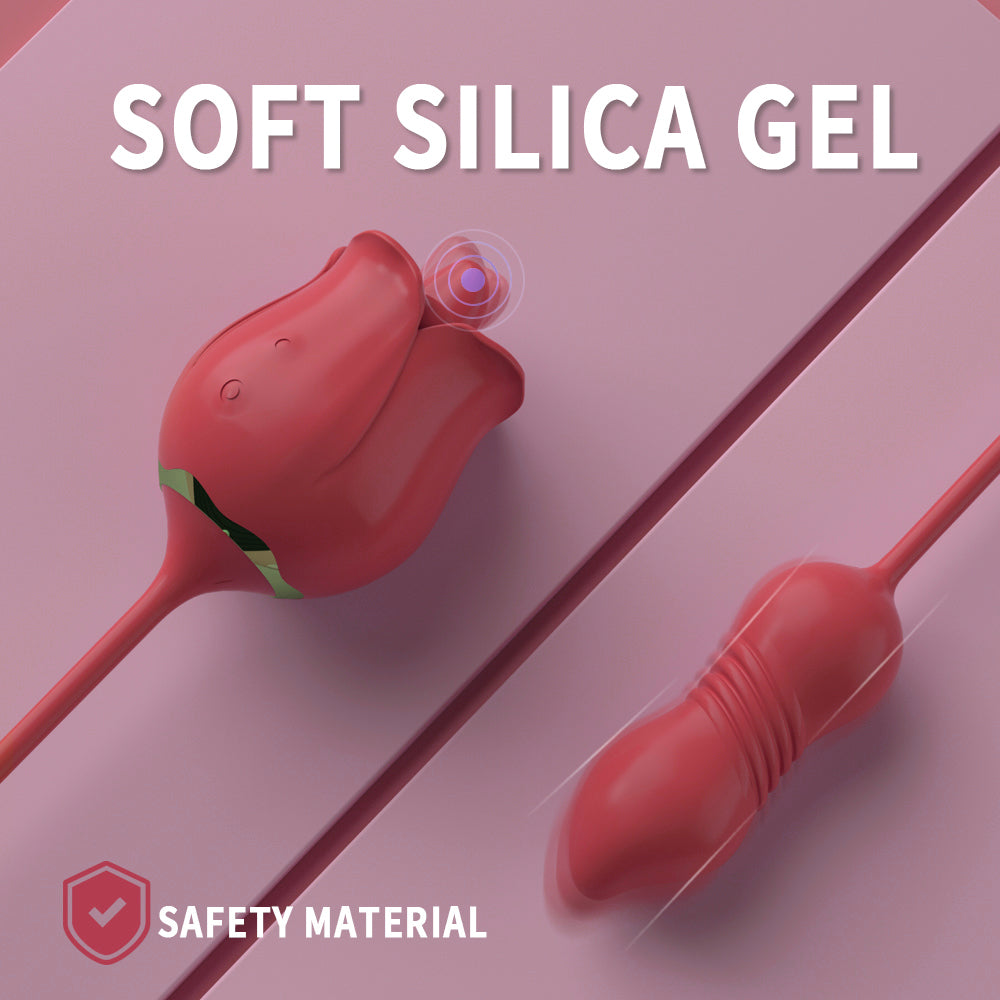 Wide RO - Vibrator mit Vibro Zunge und Vibro Ei mit Stoßfunktion (lange Version)