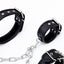 Halsband, Hand- und Fußfesseln-Set inklusive 1 Meter Kette in Schwarz/Silber