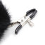 Faux Fur Ball Nippelklemmen in Schwarz