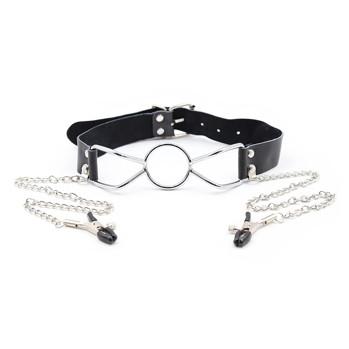 Undis - Spider Nippel Klammern und Leder Mundknebel - (S,M;L)