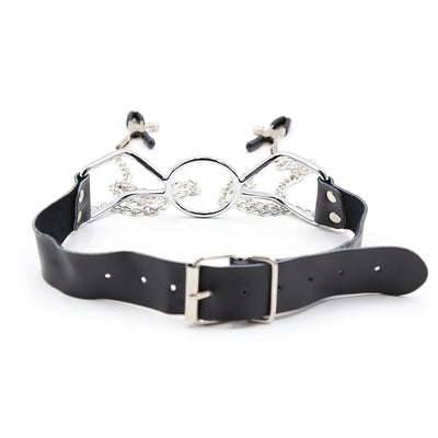 Undis - Spider Nippel Klammern und Leder Mundknebel - (S,M;L)