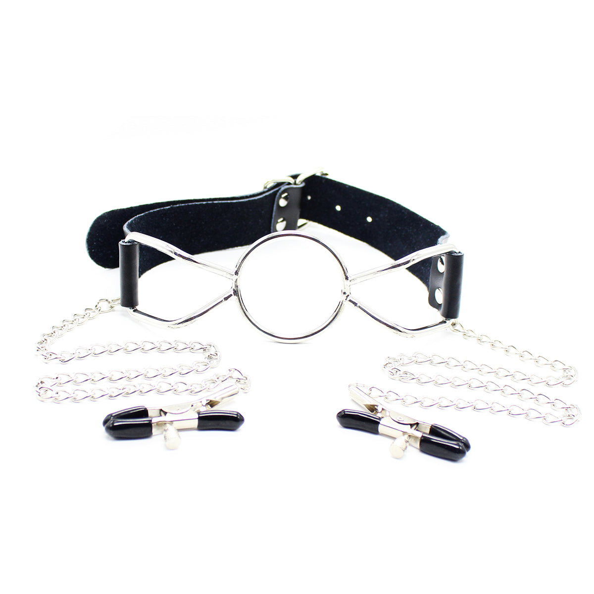 Undis - Spider Nippel Klammern und Leder Mundknebel - (S,M;L)