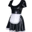 LinaLind - Französisches Dienstmädchen-Kostüm Liza aus glänzendem PU - schwarzes Wetlook-Kleid mit Schürze, sehr elastisch & figurbetont