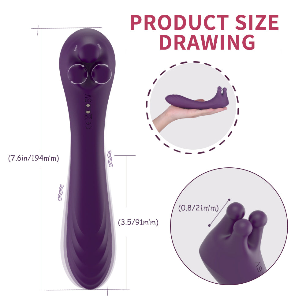 Vibro 15 - Vibrator mit 3 Vibrokugeln im Massagekopf 2 Motoren